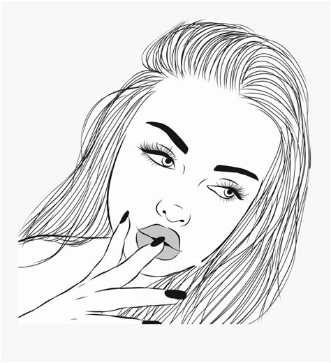 face drawing outline girl face clipart black  white bodenswasuee