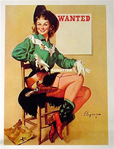 Gil Elvgren Vintage Pinup Girl Poster Sexy Cowgirl Sheriff