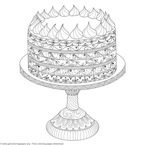 zentangle doodle cake coloring pages    coloring