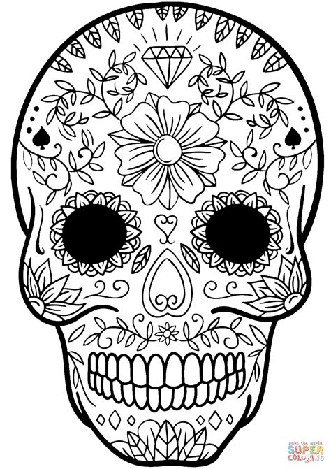 de los muertos skull coloring pages