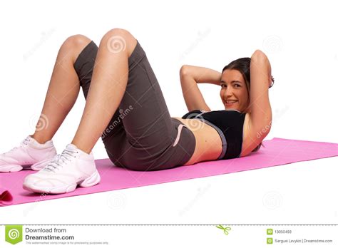 A Photo Of A Girl Doing Stomach Crunches Stock Image Image Of