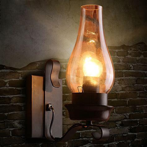 Vintage Rustic Frosted Glass Shade Candle Style Wall Light