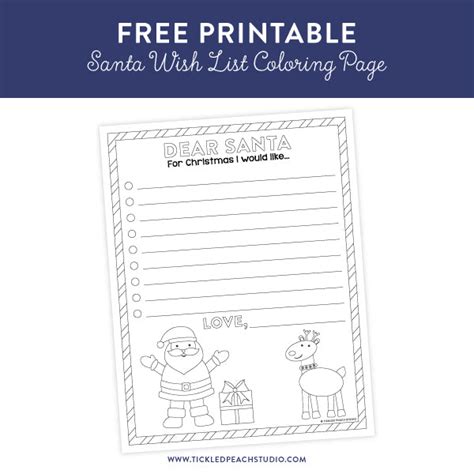 printable santa  list coloring page tickled peach studio