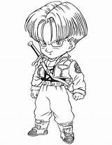 Coloring Dragon Ball Kid Kids Trunks Pages Few Details sketch template