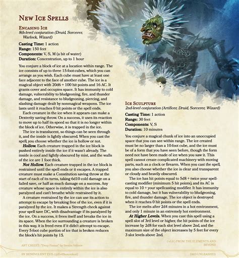 new spells ice conjurations — dnd unleashed a homebrew expansion for