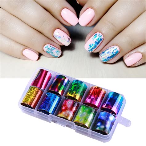 buy  pcs holographic nail foil set transparent ab