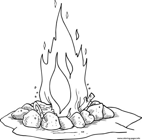 campfire camping fire coloring page printable