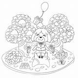 Crossing Animal Coloring Pages Printable Isabelle sketch template