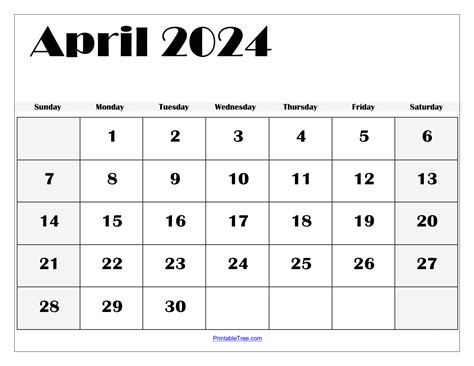 blank april  calendar printable  template  holidays