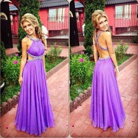 Purple Prom Dress Backless Prom Dress Halter Neck Backless Sexy