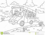 Outline Bus School Coloring Book Stock sketch template