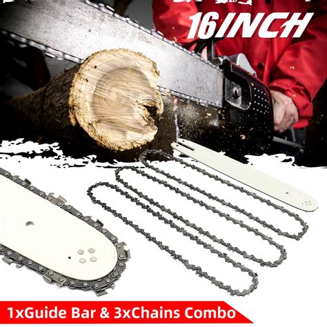 4pcs Set 16 Inch 3 8lp 050 Chain Saw Guide Bar With 3pcs Chains For