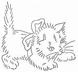 Ricamare Ricamo Gatto Animali Croce Strofinacci Filo Cucina Tessuto Dipingere Applicazione Disegnare Imparare sketch template