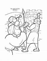 Coloring Jericho Walls Bible Pages Fall Kids Down Stories Popular sketch template