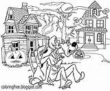 Coloring Pages Halloween Town Printable Color Scooby Doo Drawing Kids Haunted Cartoon Moon Getcolorings Ghost House Castle sketch template