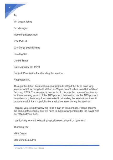 sample letter  permission     examples top
