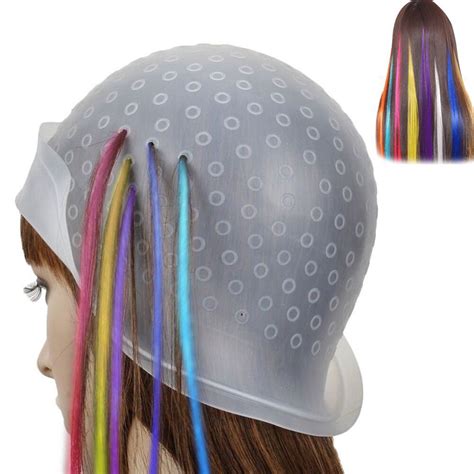 Reusable Silicone Dye Hat Cap Hook Hair Coloring Cap Highlighting