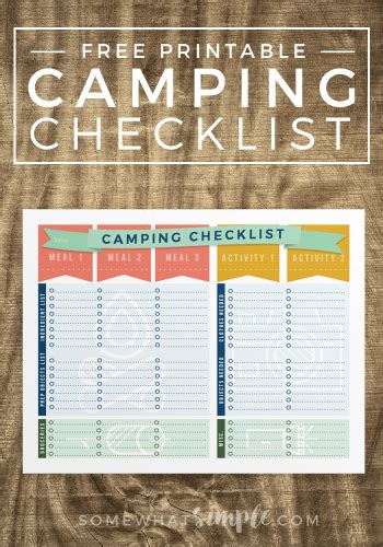 printable camping checklist  simple