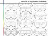 Printable Superheroes Masks Kids Superhero Mask Booth Props Coloring Pages Set Birthday Costume Line sketch template