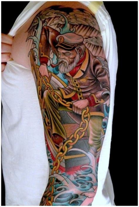 nice captain sleeve sailor tattoos tattoo sleeve designs cool tattoos