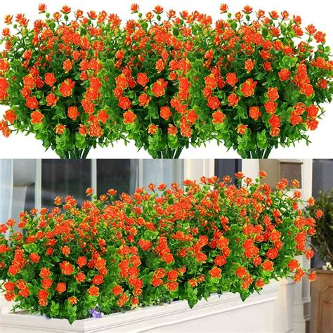 coolmade  bundles outdoor artificial flowers uv resistant fake boxwood