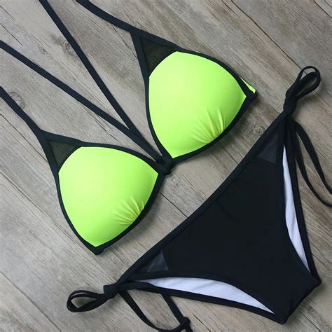 2019 striking backless swimwear solid bikini women swimsuit sexy push