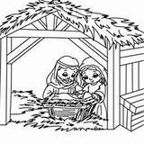 Christmas Coloring Crib Pages Nativity Jesus sketch template