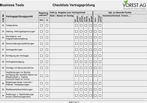 vorlage checkliste arbeitsablaeufe cool checkliste vertragspruefung