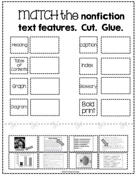 kindergarten text features worksheet text features worksheet