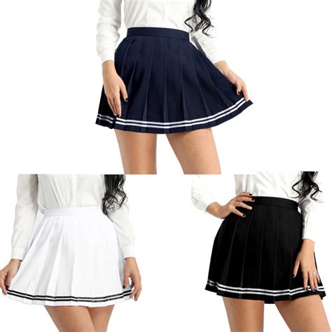 japanese womens girls tennis pleated mini skirt school high waisted