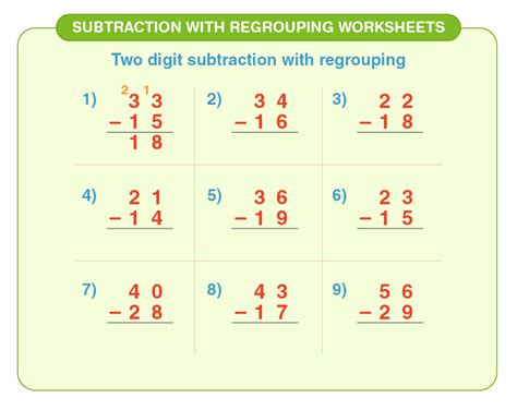 subtraction  regrouping worksheets   printable worksheets