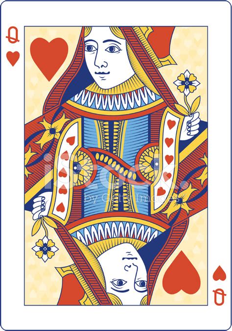 colored queen  hearts playing card stock photo royalty