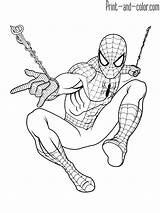 Coloring Color Spider Man Pages Print Avengers Superhero sketch template