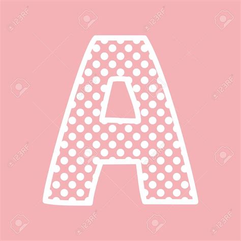 vector alphabet letter  white polka dots  pink background