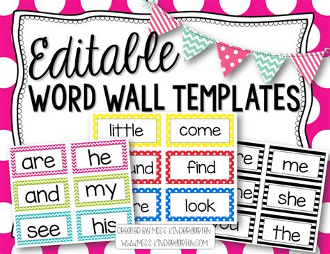 editable word wall templates beginning   year prep pertaining