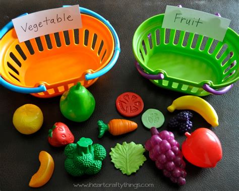 preschool fruit  vegetable sort  heart crafty