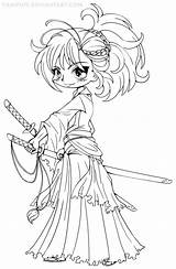 Yampuff Lineart Musashi Miyamoto Colouring Unicorn Colorear Girly Chibis Infantis sketch template
