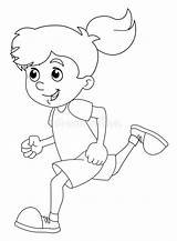 Coloring Girl Running Gingerbread Children Pages Kids Child Cartoon Illustration Color Isolated Training Getdrawings Getcolorings Printable sketch template