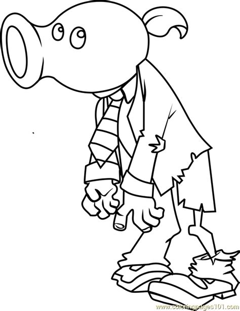 peashooter zombie coloring page  plants  zombies coloring