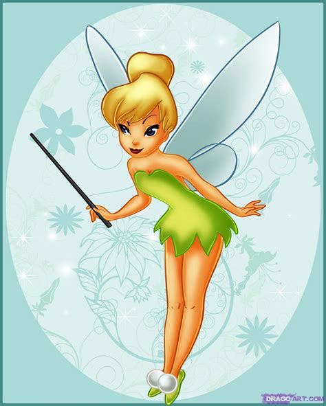 draw tinkerbell step  step disney characters cartoons draw cartoon characters
