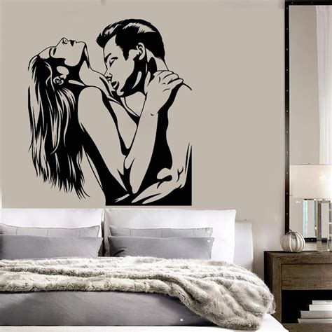 vinyl wandtattoo liebendes paar liebe romantik kunst schlafzimmer