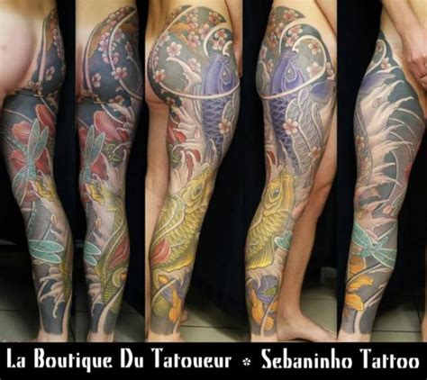 Tatuaż Noga Japoński Karp Koi Przez Sebaninho Tattoo