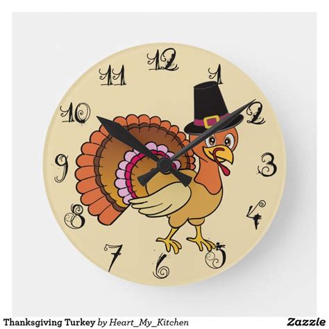 thanksgiving turkey round clock clock thanksgiving
