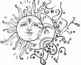 Sun Moon Drawing Hippie Drawings Mandala Tumblr Mexican Tattoo Stars Tattoos Boho Search Getdrawings Etsy Wall Bohemian Stencil Designs Luna sketch template