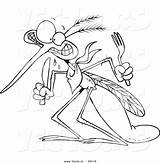 Mosquito Hungry Outlined Toonaday Musely Getcolorings Vecto Rs sketch template