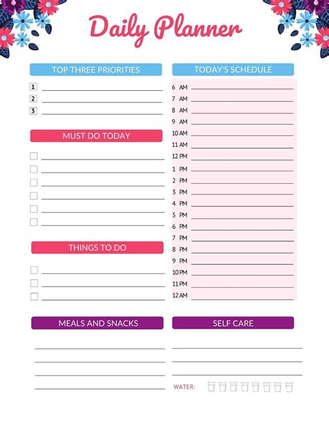 cute printable daily planner  template