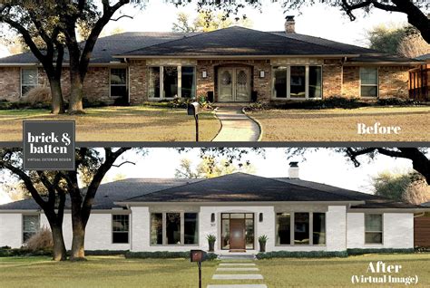 pin  brickbatten      ranch house exterior painted brick house home