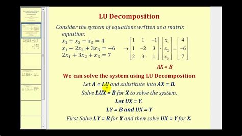 solve  system  linear equations  lu decomposition youtube