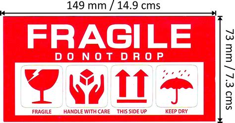 Thermo 1000 Pieces Fragile Sticker Label 149 Mm X 73 Mm