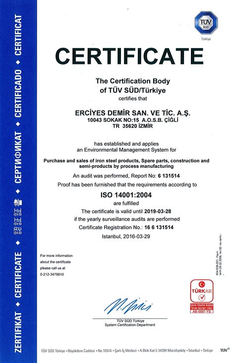 erciyes demir iso  certification